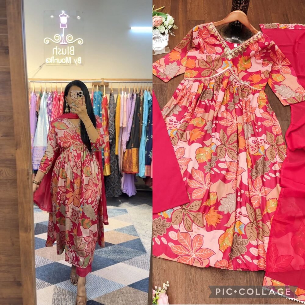 Ottan  Print And Full Lining With Pent And Nazneen Dupatta With Work Lace