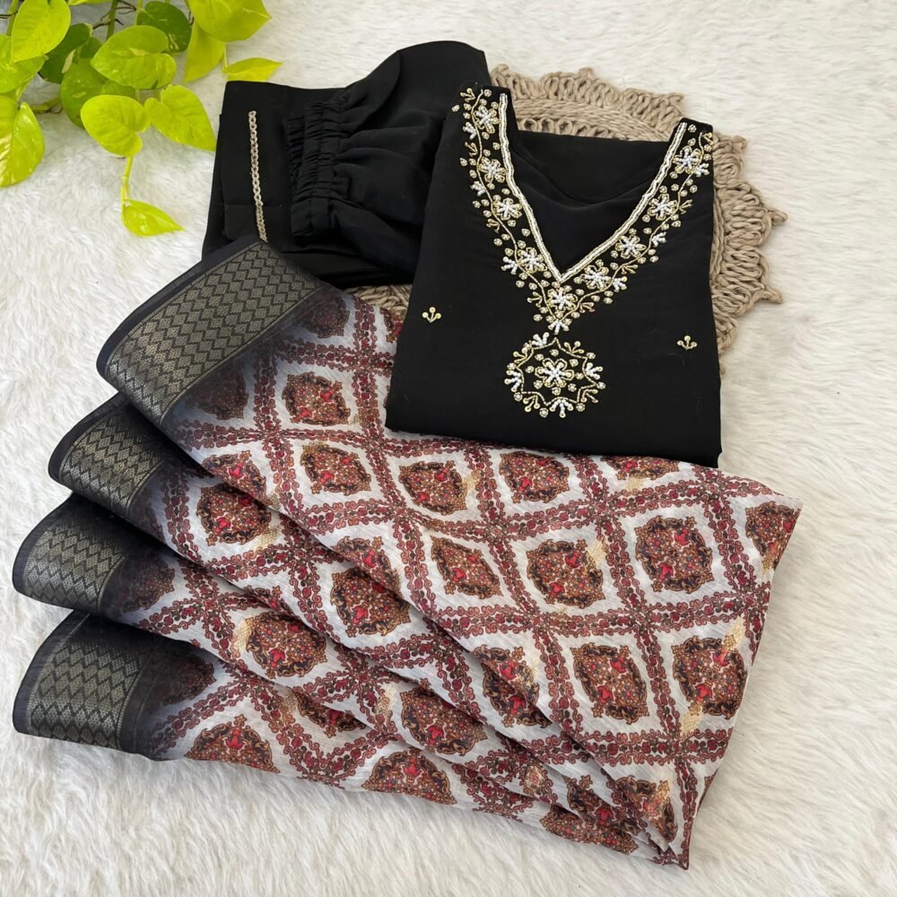 Launching New Designers Kurti Pent Dupatta 3 Pic Set