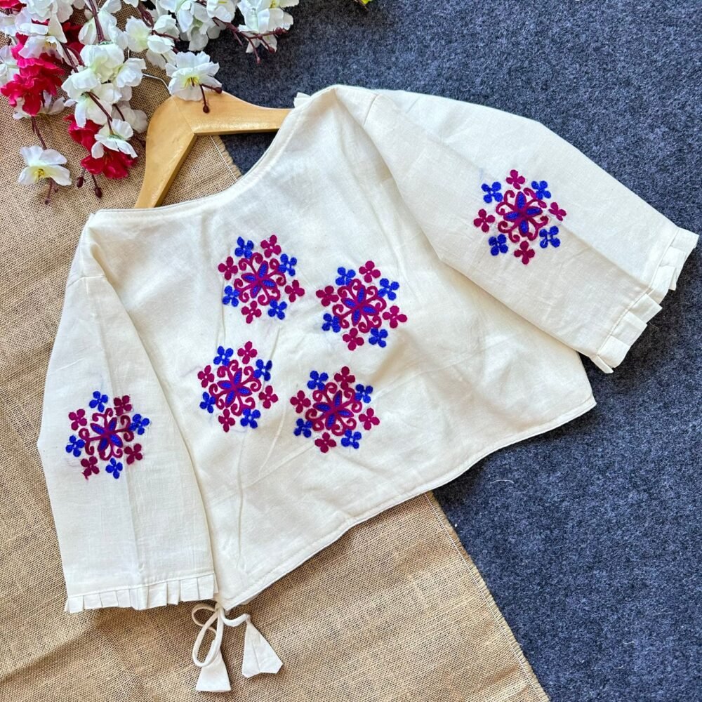 Angrakha Style With Hand Embrodiary  Blouse