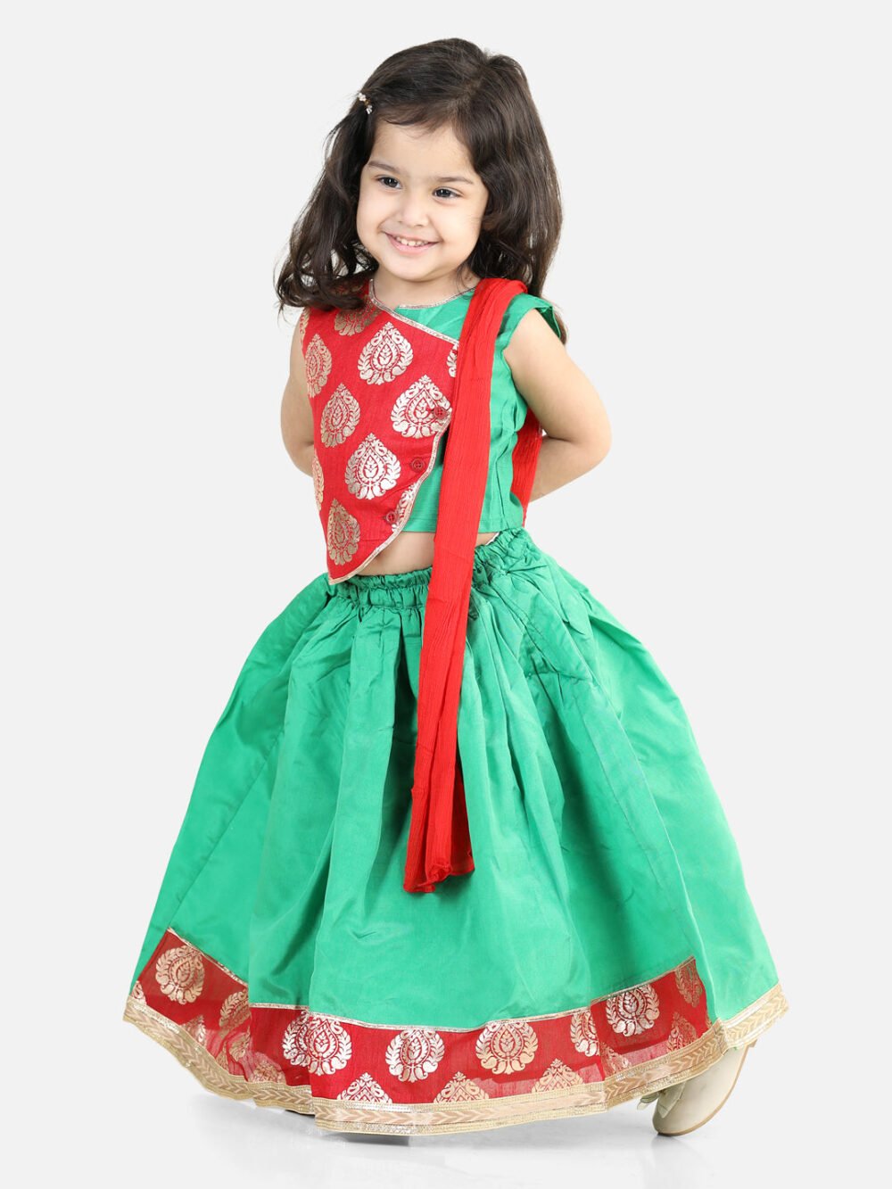 Round Panel Foil Print Lehenga with Dupatta-Super Sale