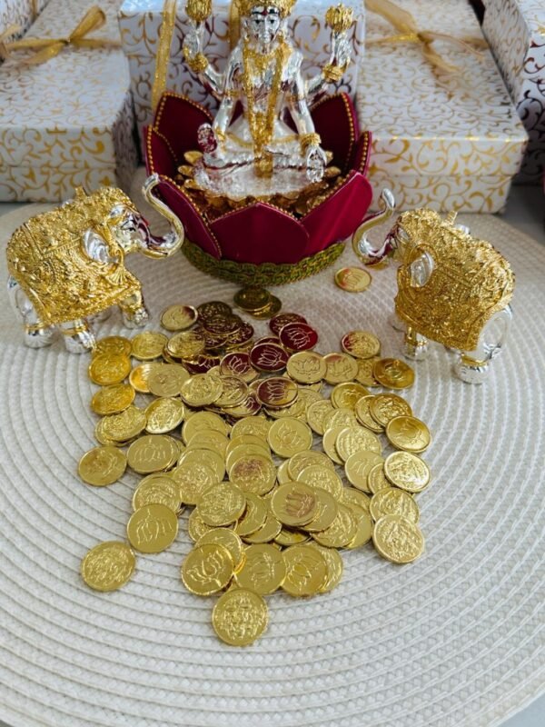 Lakshmi Devi Pooja Gift Box – Handmade Lotus, Prosperity Coins & Elephant Charms