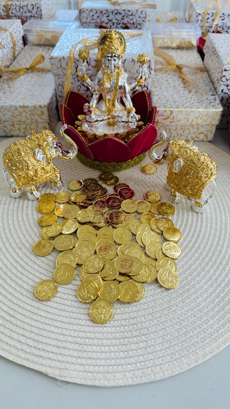 Lakshmi Devi Pooja Gift Box – Handmade Lotus, Prosperity Coins & Elephant Charms