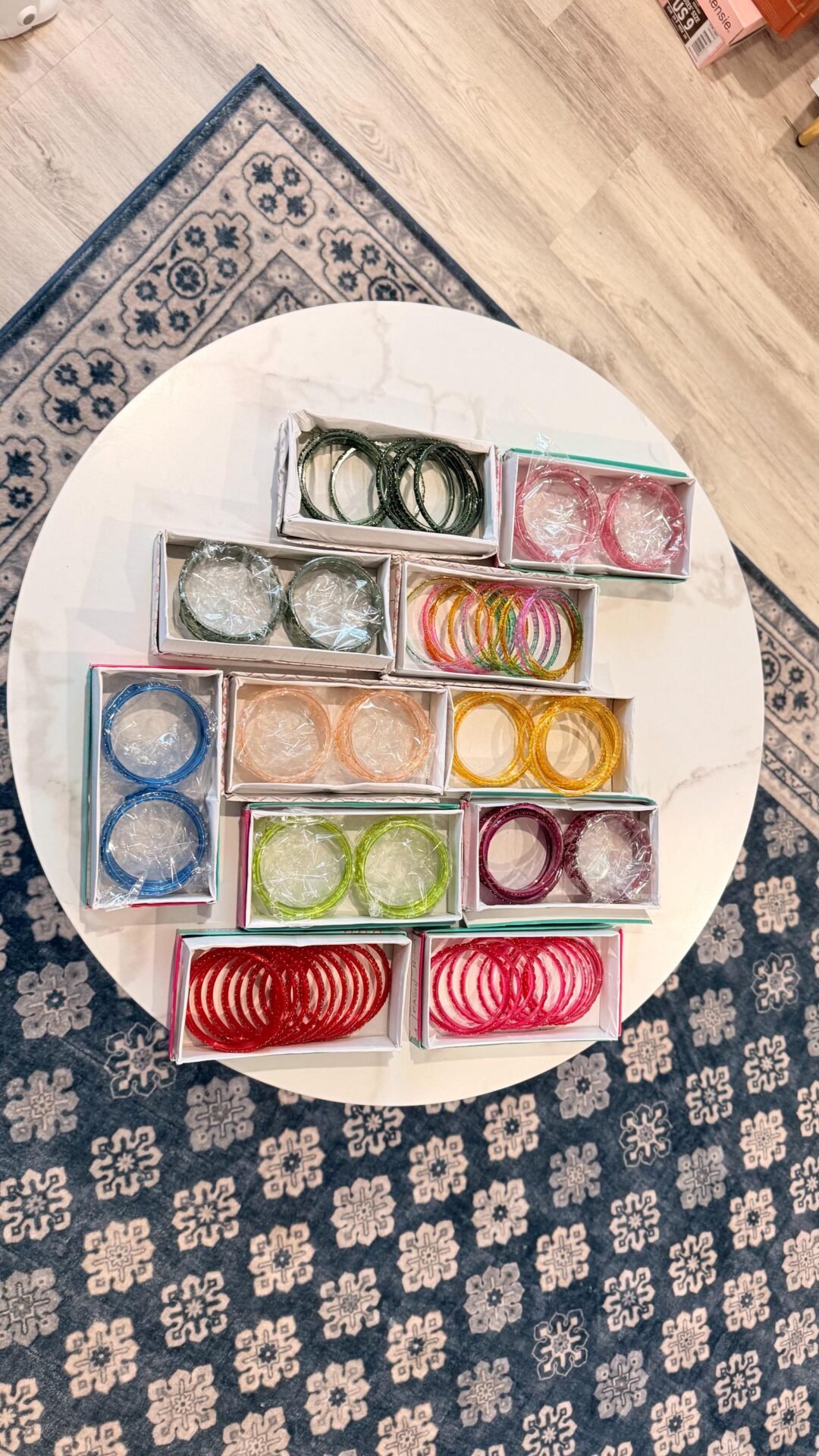 Kashmiri Glass Beaded Bangles Set: Assorted Colors, Sizes 2.4-2.8 4 Kashmiri Glass Beaded Bangles Set: Assorted Colors, Sizes 2.4-2.8 - Image 4