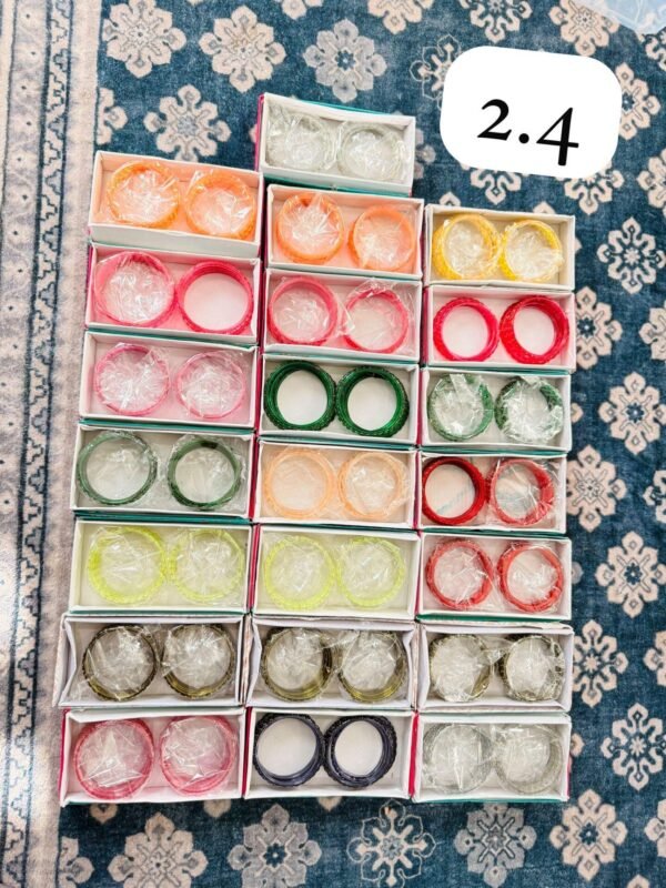 Kashmiri Glass Beaded Bangles Set: Assorted Colors, Sizes 2.4-2.8