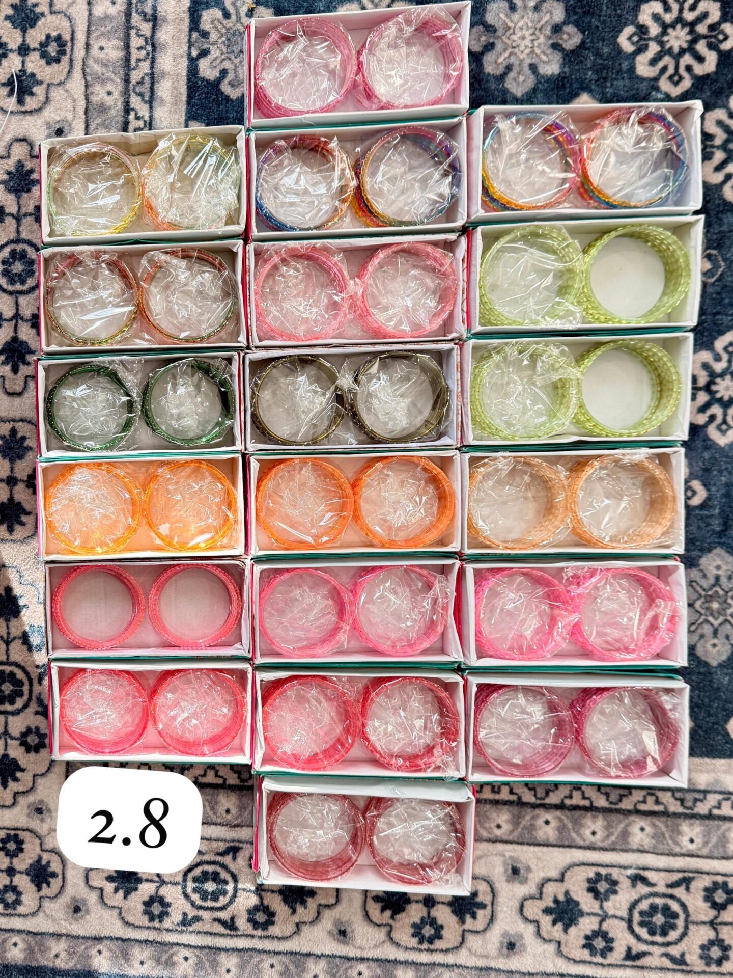 Kashmiri Glass Beaded Bangles Set: Assorted Colors, Sizes 2.4-2.8 5 Kashmiri Glass Beaded Bangles Set: Assorted Colors, Sizes 2.4-2.8 - Image 5